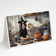 Load image into Gallery viewer, Cavalier Spaniel Fall Kitchen Pumpkins Greeting Cards -  Blank Note Cards – 8-Pack of Artist-Designed Cards with Envelopes