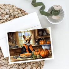 Load image into Gallery viewer, Chihuahua Fall Kitchen Pumpkins Greeting Cards -  Blank Note Cards – 8-Pack of Artist-Designed Cards with Envelopes