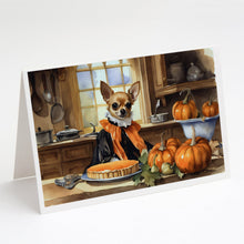 Load image into Gallery viewer, Chihuahua Fall Kitchen Pumpkins Greeting Cards -  Blank Note Cards – 8-Pack of Artist-Designed Cards with Envelopes