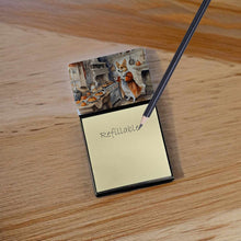 Load image into Gallery viewer, Corgi Fall Kitchen Pumpkins Sticky Note Holder- Refiilable Desk Accessory Note Pad