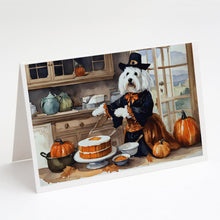 Load image into Gallery viewer, Coton De Tulear Fall Kitchen Pumpkins Greeting Cards -  Blank Note Cards – 8-Pack of Artist-Designed Cards with Envelopes