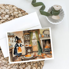 Load image into Gallery viewer, Dachshund Fall Kitchen Pumpkins Greeting Cards -  Blank Note Cards – 8-Pack of Artist-Designed Cards with Envelopes