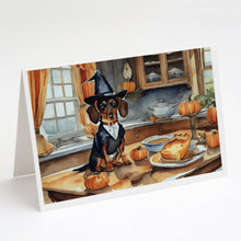 Load image into Gallery viewer, Dachshund Fall Kitchen Pumpkins Greeting Cards -  Blank Note Cards – 8-Pack of Artist-Designed Cards with Envelopes