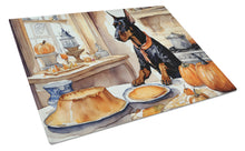 Load image into Gallery viewer, Doberman Pinscher Fall Kitchen Pumpkins Glass Cutting Boards – Durable, Decorative Kitchen Art Large