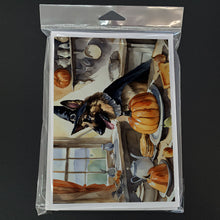 Load image into Gallery viewer, German Shepherd Fall Kitchen Pumpkins Greeting Cards -  Blank Note Cards – 8-Pack of Artist-Designed Cards with Envelopes