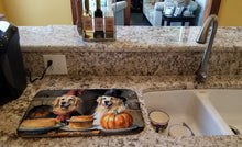 Load image into Gallery viewer, Golden Retriever Fall Kitchen Pumpkins Dish Drying Mat