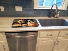 Load image into Gallery viewer, Golden Retriever Fall Kitchen Pumpkins Dish Drying Mat