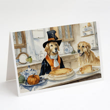 Load image into Gallery viewer, Golden Retriever Fall Kitchen Pumpkins Greeting Cards -  Blank Note Cards – 8-Pack of Artist-Designed Cards with Envelopes