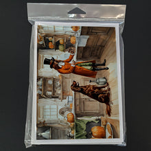 Load image into Gallery viewer, Irish Setter Fall Kitchen Pumpkins Greeting Cards -  Blank Note Cards – 8-Pack of Artist-Designed Cards with Envelopes