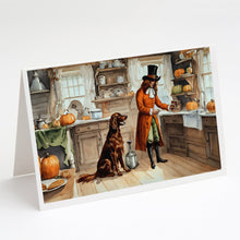 Load image into Gallery viewer, Irish Setter Fall Kitchen Pumpkins Greeting Cards -  Blank Note Cards – 8-Pack of Artist-Designed Cards with Envelopes