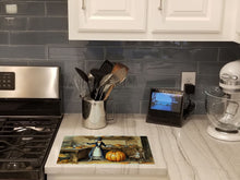 Load image into Gallery viewer, Italian Greyhound Fall Kitchen Pumpkins Glass Cutting Boards – Durable, Decorative Kitchen Art Large