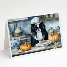 Load image into Gallery viewer, Japanese Chin Fall Kitchen Pumpkins Greeting Cards -  Blank Note Cards – 8-Pack of Artist-Designed Cards with Envelopes