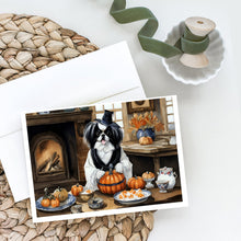 Load image into Gallery viewer, Japanese Chin Fall Kitchen Pumpkins Greeting Cards -  Blank Note Cards – 8-Pack of Artist-Designed Cards with Envelopes