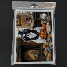 Load image into Gallery viewer, Japanese Chin Fall Kitchen Pumpkins Greeting Cards -  Blank Note Cards – 8-Pack of Artist-Designed Cards with Envelopes