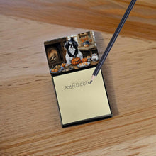 Load image into Gallery viewer, Japanese Chin Fall Kitchen Pumpkins Sticky Note Holder- Refiilable Desk Accessory Note Pad