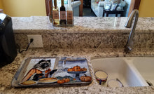 Load image into Gallery viewer, Keeshond Fall Kitchen Pumpkins Dish Drying Mat