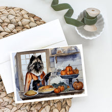 Load image into Gallery viewer, Keeshond Fall Kitchen Pumpkins Greeting Cards -  Blank Note Cards – 8-Pack of Artist-Designed Cards with Envelopes