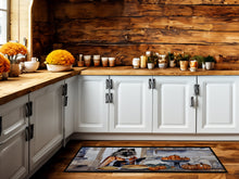 Load image into Gallery viewer, Keeshond Fall Kitchen Pumpkins Runner Mat 28x58