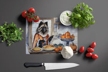 Load image into Gallery viewer, Keeshond Fall Kitchen Pumpkins Glass Cutting Boards – Durable, Decorative Kitchen Art Large