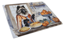 Load image into Gallery viewer, Keeshond Fall Kitchen Pumpkins Glass Cutting Boards – Durable, Decorative Kitchen Art Large