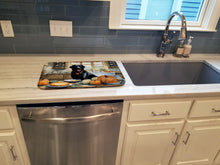 Load image into Gallery viewer, Black Lab Fall Kitchen Pumpkins Dish Drying Mat