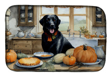 Load image into Gallery viewer, Black Lab Fall Kitchen Pumpkins Dish Drying Mat