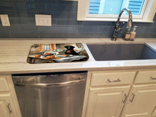 Load image into Gallery viewer, Black Lab Fall Kitchen Pumpkins Dish Drying Mat