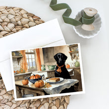 Load image into Gallery viewer, Black Lab Fall Kitchen Pumpkins Greeting Cards -  Blank Note Cards – 8-Pack of Artist-Designed Cards with Envelopes