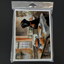 Load image into Gallery viewer, Black Lab Fall Kitchen Pumpkins Greeting Cards -  Blank Note Cards – 8-Pack of Artist-Designed Cards with Envelopes