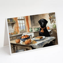 Load image into Gallery viewer, Black Lab Fall Kitchen Pumpkins Greeting Cards -  Blank Note Cards – 8-Pack of Artist-Designed Cards with Envelopes