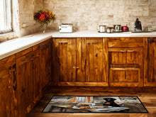 Load image into Gallery viewer, Black Lab Fall Kitchen Pumpkins Runner Mat 28x58