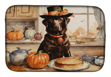 Load image into Gallery viewer, Chocolate Lab Fall Kitchen Pumpkins Dish Drying Mat