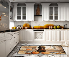 Load image into Gallery viewer, Chocolate Lab Fall Kitchen Pumpkins Runner Mat 28x58