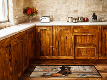 Load image into Gallery viewer, Chocolate Lab Fall Kitchen Pumpkins Runner Mat 28x58