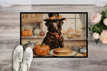 Load image into Gallery viewer, Chocolate Lab Fall Kitchen Pumpkins Doormat -  18x27 Decorative Floor Mat – Indoor/Outdoor Rug
