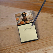 Load image into Gallery viewer, Chocolate Lab Fall Kitchen Pumpkins Sticky Note Holder- Refiilable Desk Accessory Note Pad