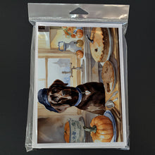 Load image into Gallery viewer, Chocolate Lab Fall Kitchen Pumpkins Greeting Cards -  Blank Note Cards – 8-Pack of Artist-Designed Cards with Envelopes