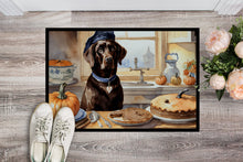 Load image into Gallery viewer, Chocolate Lab Fall Kitchen Pumpkins Doormat - 24x36 Decorative Floor Mat – Indoor/Outdoor Rug with Artistic Flair