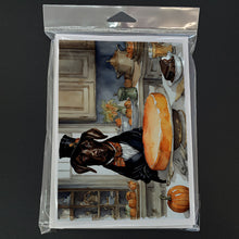 Load image into Gallery viewer, Chocolate Lab Fall Kitchen Pumpkins Greeting Cards -  Blank Note Cards – 8-Pack of Artist-Designed Cards with Envelopes