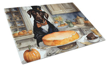 Load image into Gallery viewer, Chocolate Lab Fall Kitchen Pumpkins Glass Cutting Boards – Durable, Decorative Kitchen Art Large