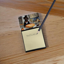 Load image into Gallery viewer, Chocolate Lab Fall Kitchen Pumpkins Sticky Note Holder- Refiilable Desk Accessory Note Pad