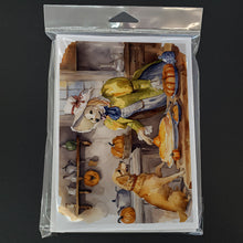 Load image into Gallery viewer, Yellow Lab Fall Kitchen Pumpkins Greeting Cards -  Blank Note Cards – 8-Pack of Artist-Designed Cards with Envelopes