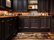 Load image into Gallery viewer, Yellow Lab Fall Kitchen Pumpkins Runner Mat 28x58