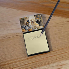Load image into Gallery viewer, Yellow Lab Fall Kitchen Pumpkins Sticky Note Holder- Refiilable Desk Accessory Note Pad