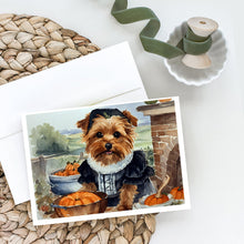 Load image into Gallery viewer, Norfolk Terrier Fall Kitchen Pumpkins Greeting Cards -  Blank Note Cards – 8-Pack of Artist-Designed Cards with Envelopes