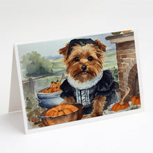 Load image into Gallery viewer, Norfolk Terrier Fall Kitchen Pumpkins Greeting Cards -  Blank Note Cards – 8-Pack of Artist-Designed Cards with Envelopes