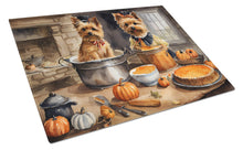 Load image into Gallery viewer, Norwich Terrier Fall Kitchen Pumpkins Glass Cutting Boards – Durable, Decorative Kitchen Art Large
