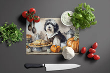 Load image into Gallery viewer, Old English Sheepdog Fall Kitchen Pumpkins Glass Cutting Boards – Durable, Decorative Kitchen Art Large