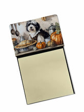 Load image into Gallery viewer, Old English Sheepdog Fall Kitchen Pumpkins Sticky Note Holder- Refiilable Desk Accessory Note Pad