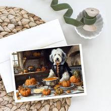 Load image into Gallery viewer, Old English Sheepdog Fall Kitchen Pumpkins Greeting Cards -  Blank Note Cards – 8-Pack of Artist-Designed Cards with Envelopes
